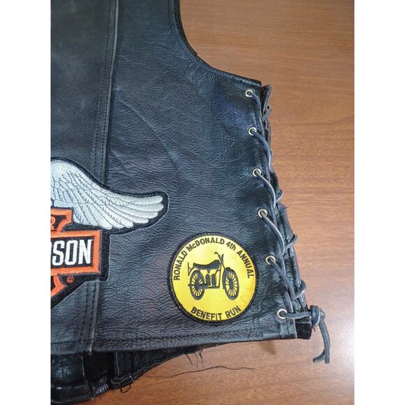 Vintage Harley-Davidson Natal Leather Motorcycle Apparel Vest Size Large Long - Picture 3 of 15